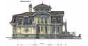Проект трехэтажного дома из кирпича в стиле барокко с цокольным этажом, зимним садом и сауной, с размерами 21 м на 18 м - EV-6
